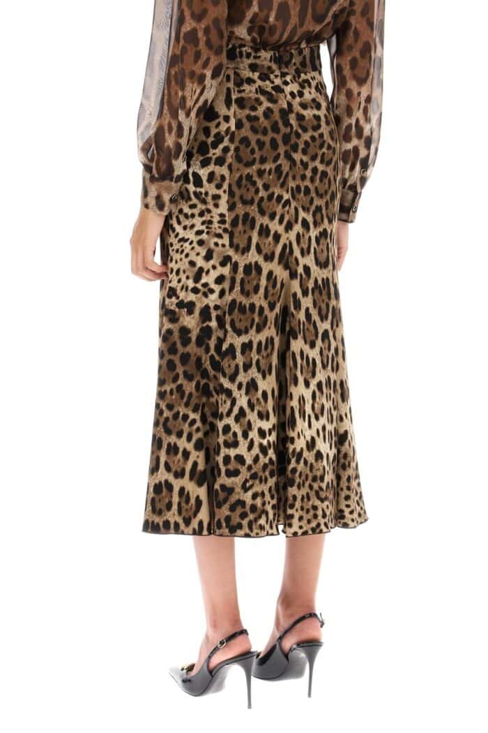 Dolce & Gabbana Leopard Print Jersey Midi Skirt