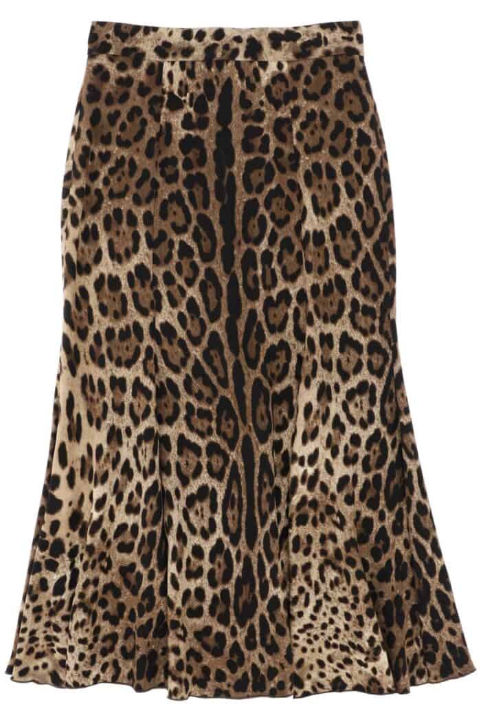 Dolce & Gabbana Leopard Print Jersey Midi Skirt