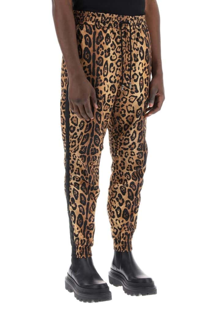 DOLCE & GABBANA Leopard Print Nylon Jogger Pants For
