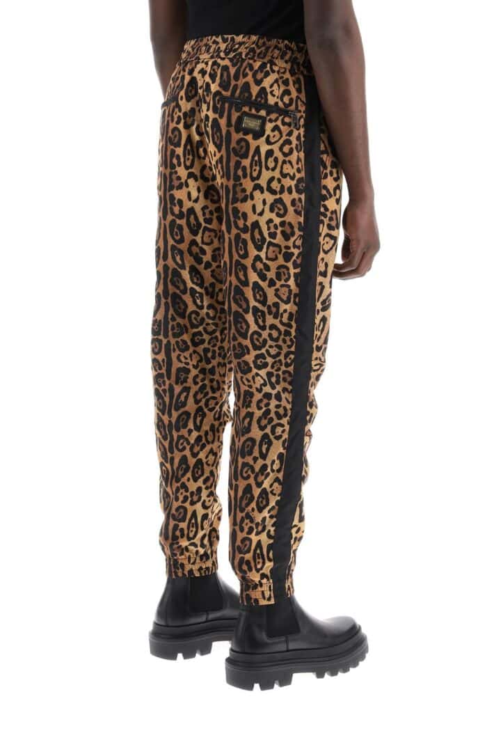 DOLCE & GABBANA Leopard Print Nylon Jogger Pants For