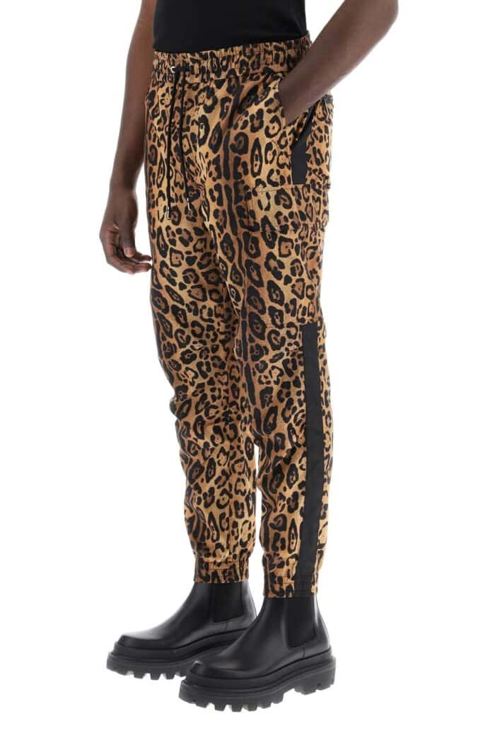 DOLCE & GABBANA Leopard Print Nylon Jogger Pants For