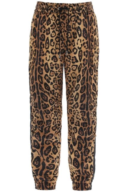 DOLCE & GABBANA Leopard Print Nylon Jogger Pants For