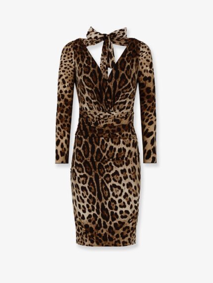 Dolce & Gabbana Leopard Print Short Charmeuse Dress