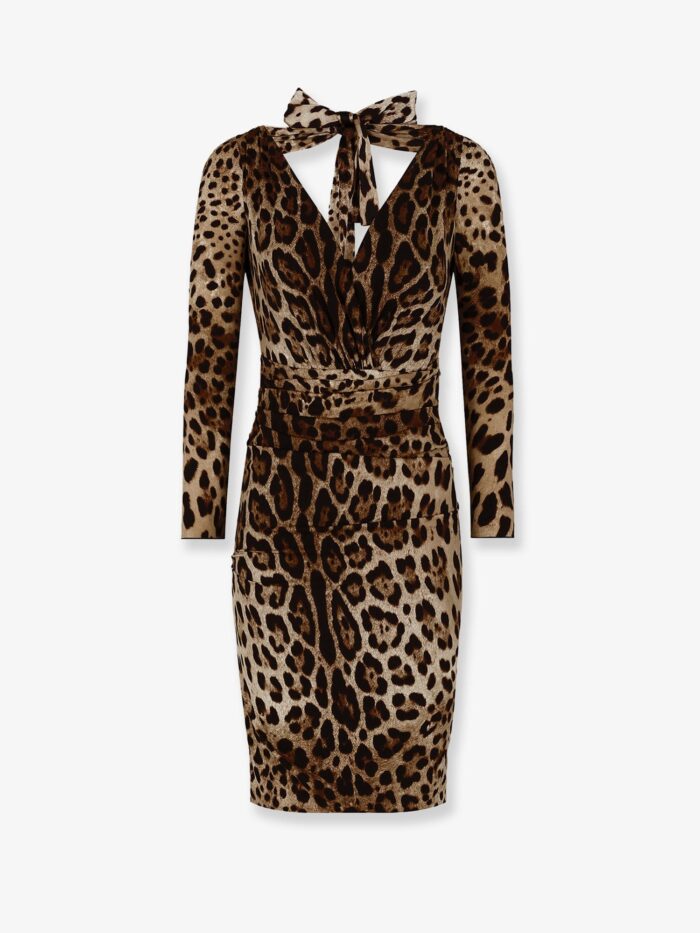 Dolce & Gabbana Leopard Print Short Charmeuse Dress