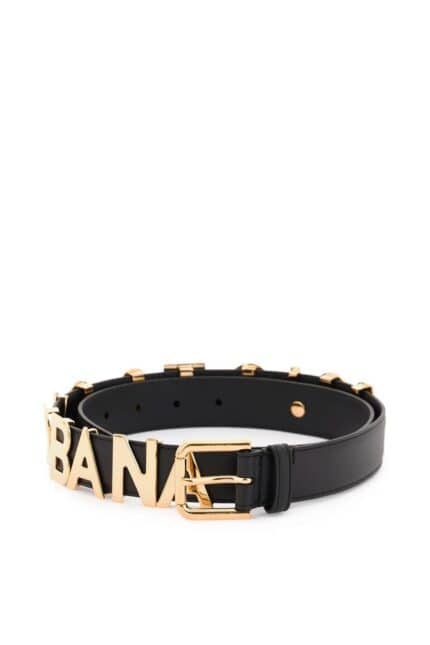 DOLCE & GABBANA Lettering Logo Leather Belt