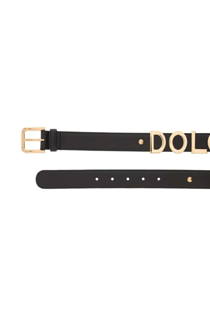 DOLCE & GABBANA Lettering Logo Leather Belt