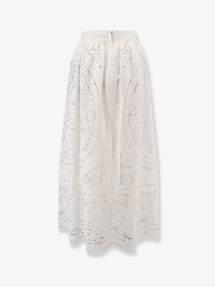 Dolce & Gabbana Linen And Cotton Skirt With Laces Embroidery