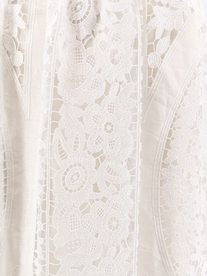 Dolce & Gabbana Linen And Cotton Skirt With Laces Embroidery