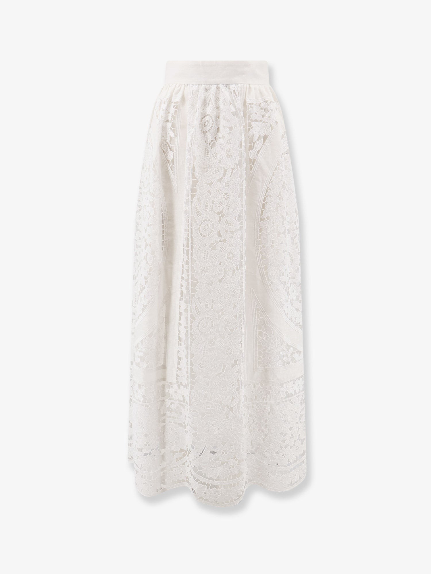 Dolce & Gabbana Linen And Cotton Skirt With Laces Embroidery