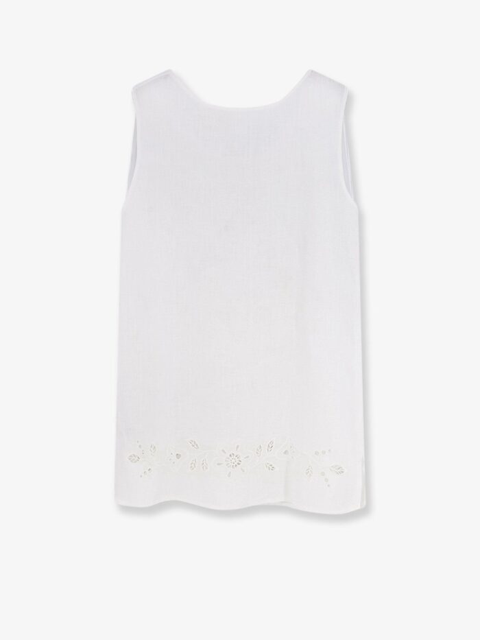 Dolce & Gabbana Linen Top With Floral Embroideries