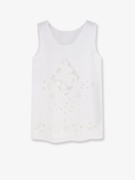 Dolce & Gabbana Linen Top With Floral Embroideries