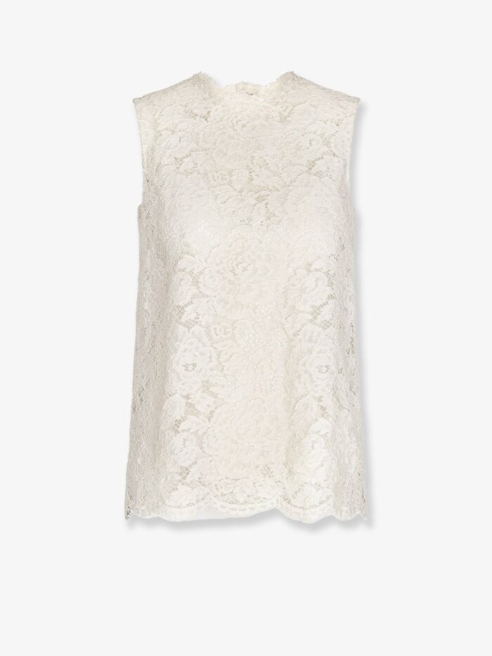 dolce & gabbana logoed stretch lace top Dolce & Gabbana Logoed Stretch Lace Top