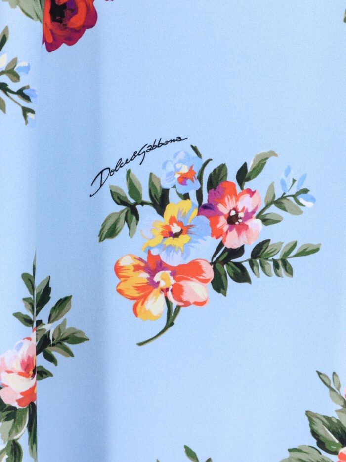 Dolce & Gabbana Long Charmeuse Dress With Mazzo Di Fiori Print