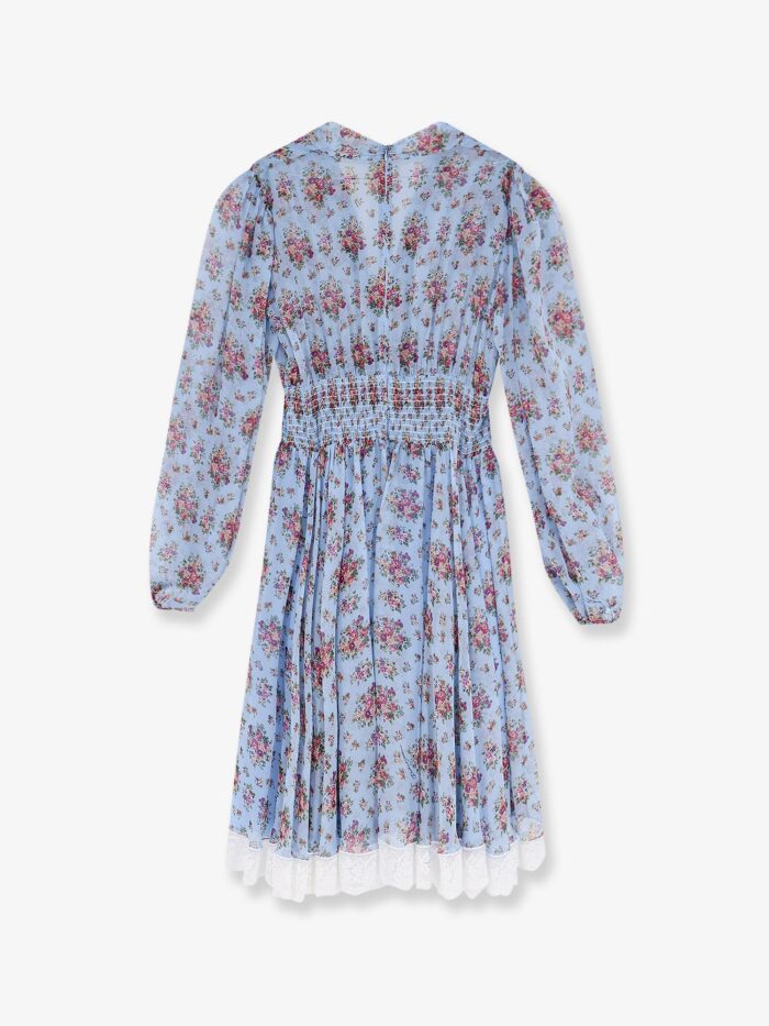 Dolce & Gabbana Long Chiffon Dress With Stampa Mazzo Di Fiori Print