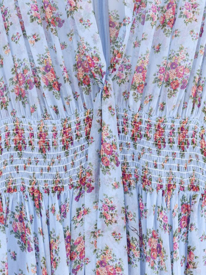 Dolce & Gabbana Long Chiffon Dress With Stampa Mazzo Di Fiori Print