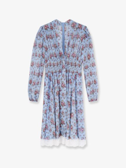 Dolce & Gabbana Long Chiffon Dress With Stampa Mazzo Di Fiori Print