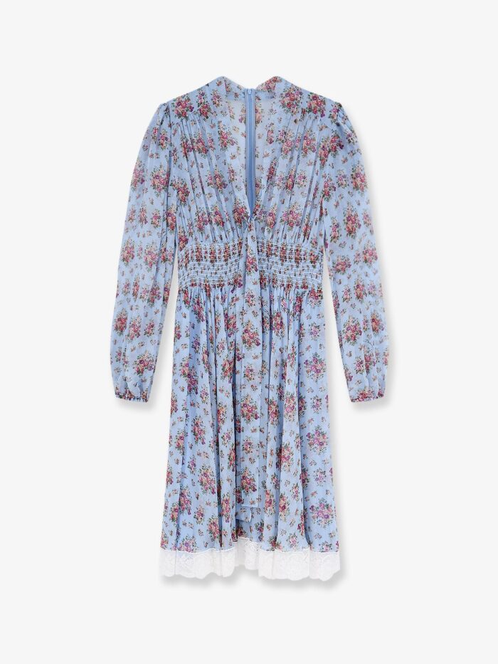 Dolce & Gabbana Long Chiffon Dress With Stampa Mazzo Di Fiori Print