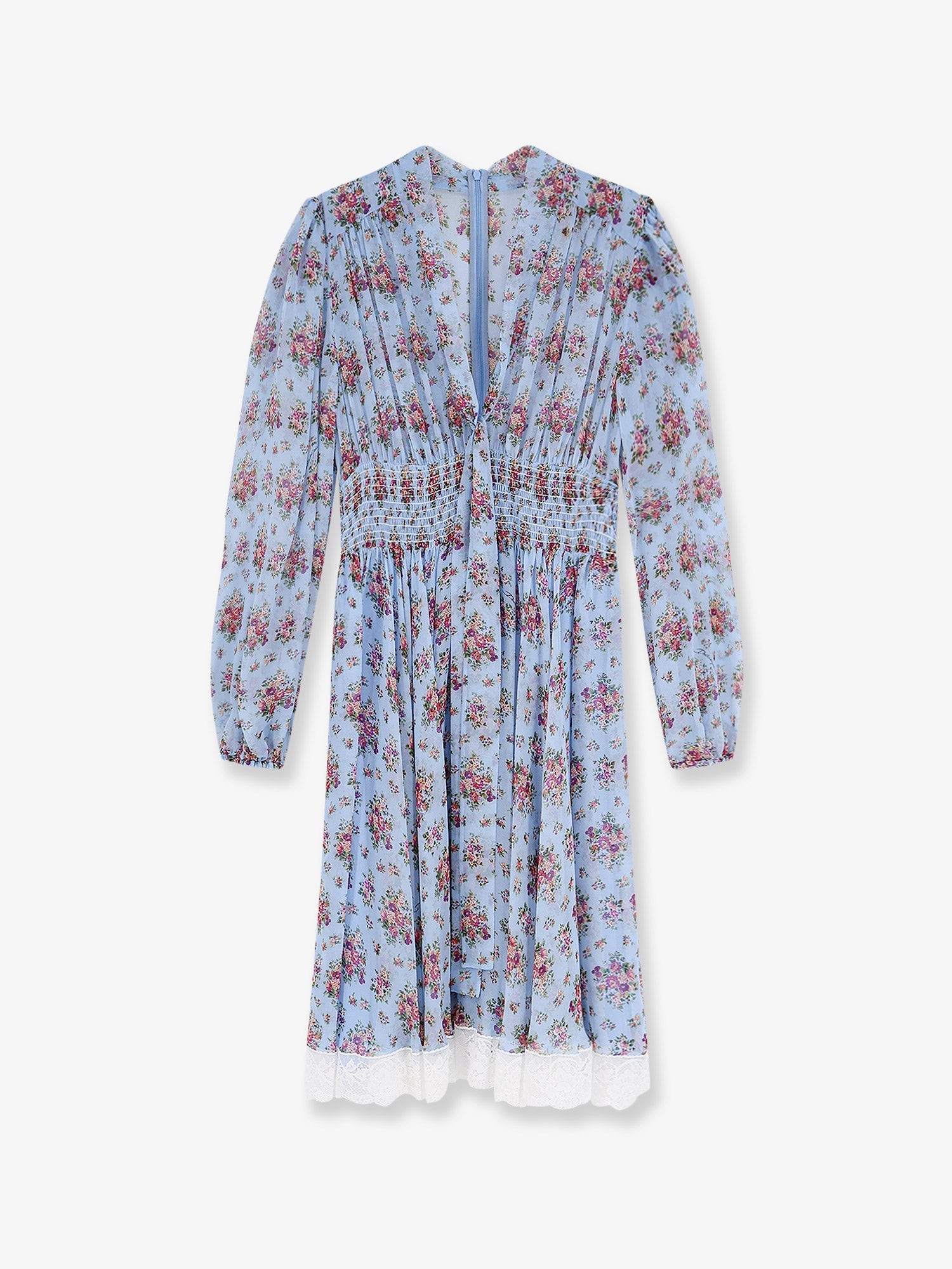 Dolce & Gabbana Long Chiffon Dress With Stampa Mazzo Di Fiori Print