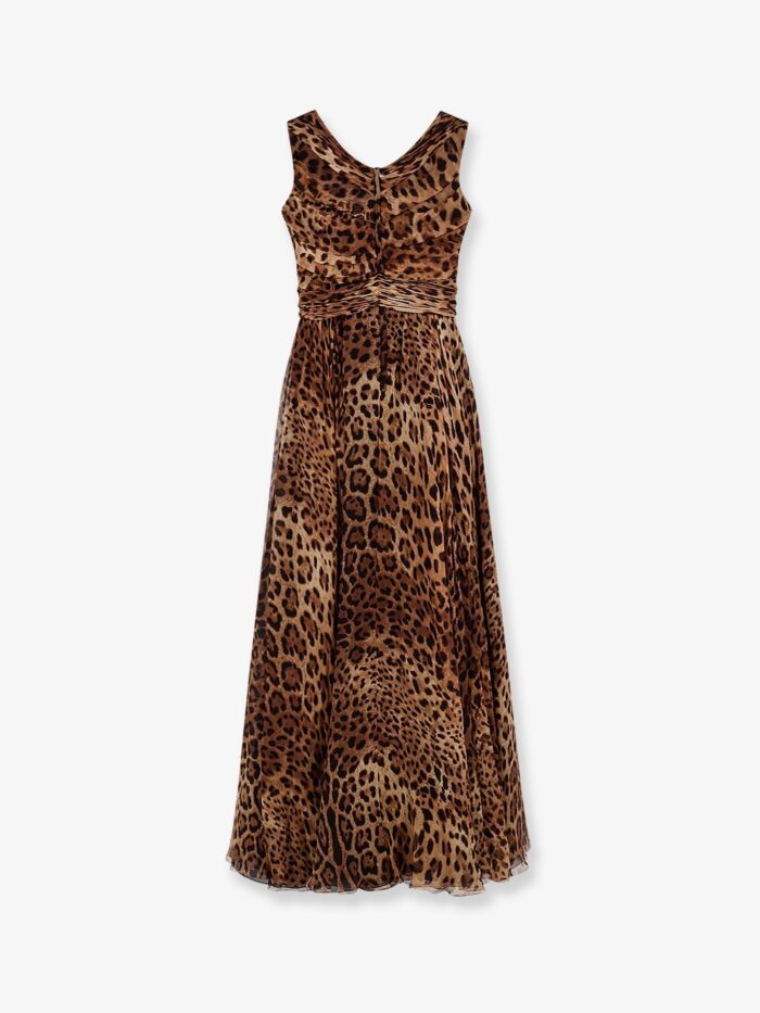 Dolce & Gabbana Long Dress With Animal Print