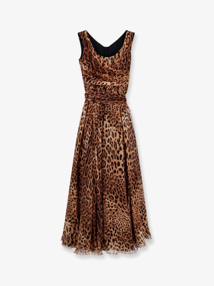 Dolce & Gabbana Long Dress With Animal Print