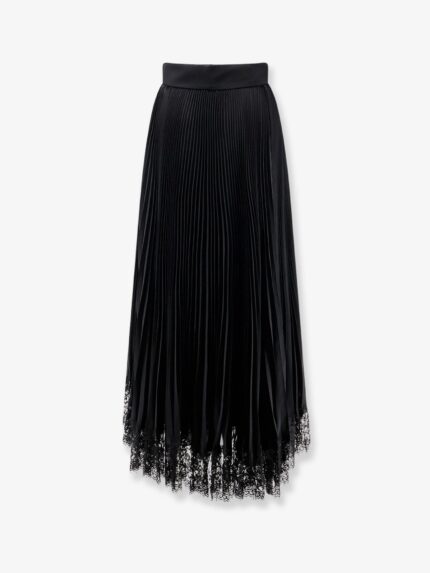 Dolce & Gabbana Long Pleated Skirt With Lace At The Bottom