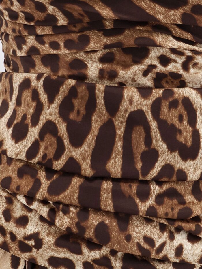 Dolce & Gabbana Long Silk Dress With Animal Print