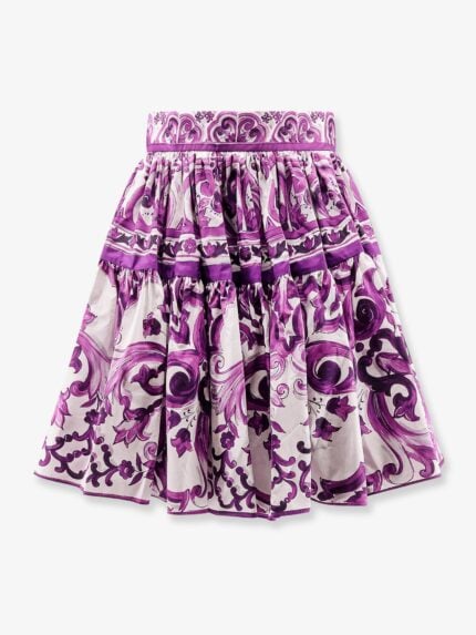 Dolce & Gabbana Maiolica Cotton Skirt With Ruffles