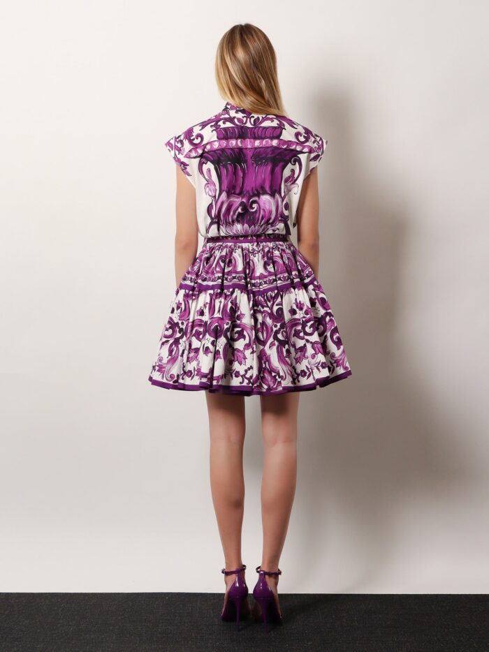 Dolce & Gabbana Maiolica Cotton Skirt With Ruffles