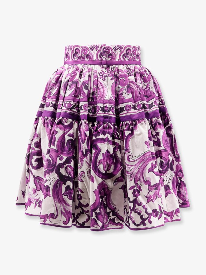 Dolce & Gabbana Maiolica Cotton Skirt With Ruffles