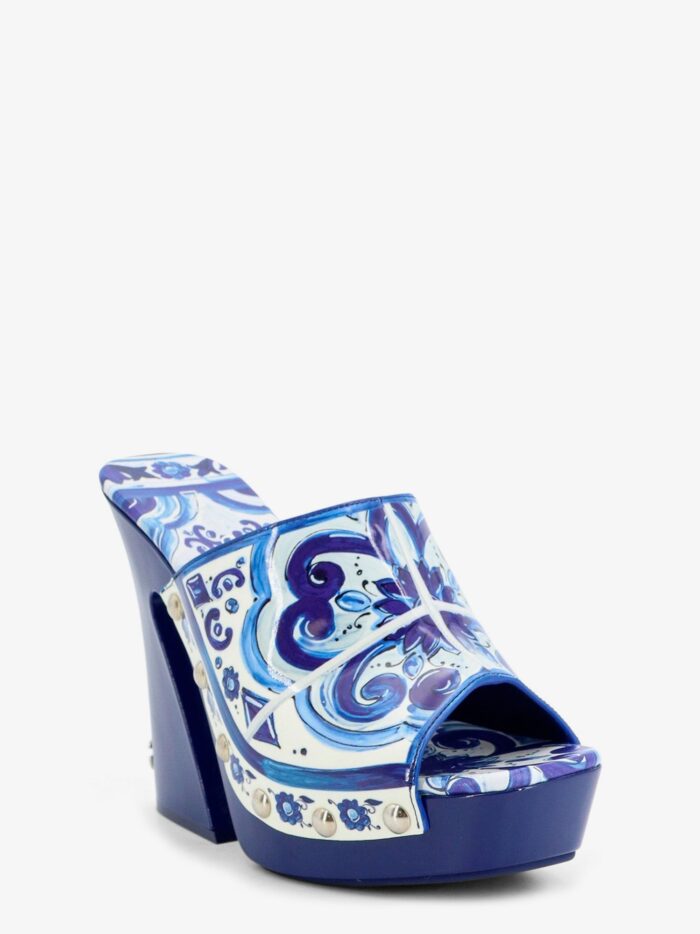Dolce & Gabbana Maiolica Print Shiny Leather Sandals