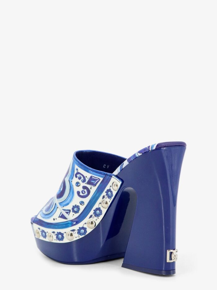Dolce & Gabbana Maiolica Print Shiny Leather Sandals