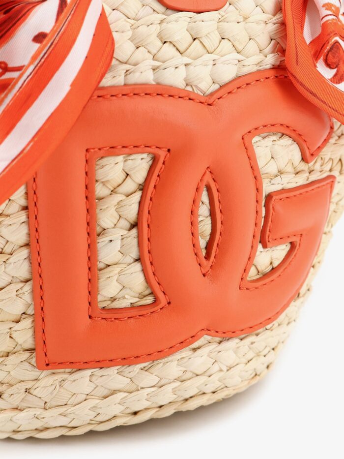 Dolce & Gabbana Maiolica Shoulder Bag In Leather And Raffia