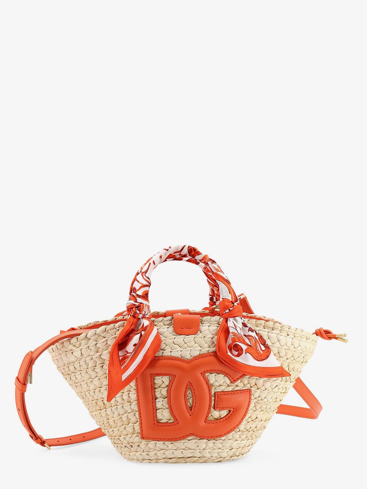 Dolce & Gabbana Maiolica Shoulder Bag In Leather And Raffia