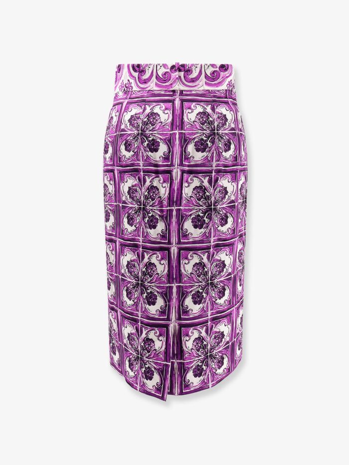 Dolce & Gabbana Maiolica Silk Pencil Skirt