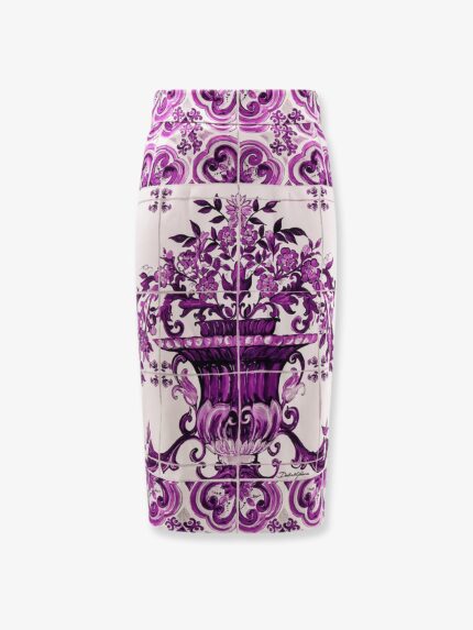 Dolce & Gabbana Maiolica Silk Pencil Skirt