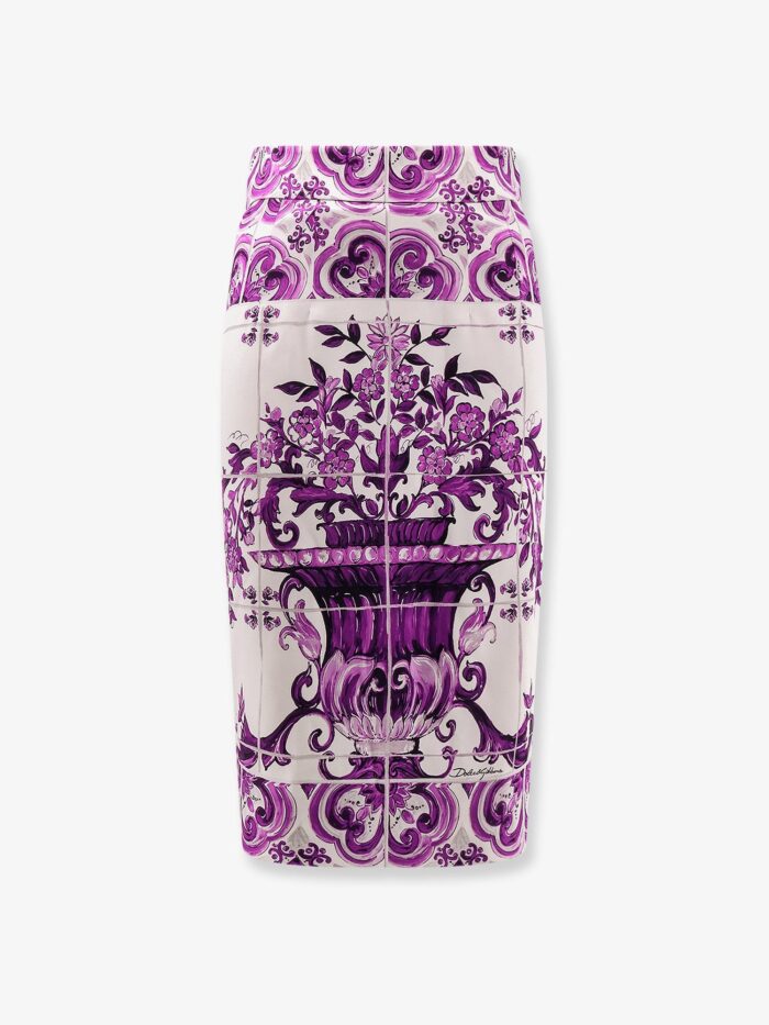 Dolce & Gabbana Maiolica Silk Pencil Skirt
