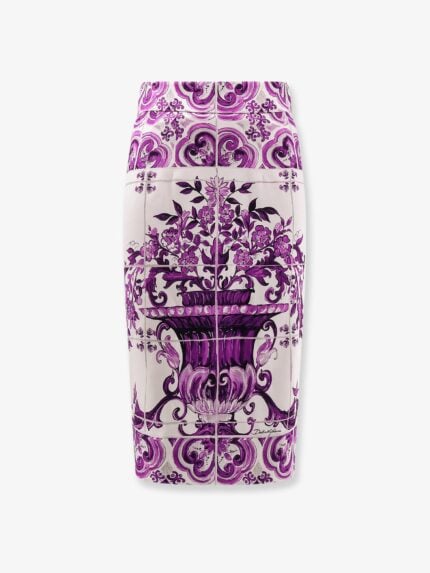 Dolce & Gabbana Maiolica Silk Pencil Skirt