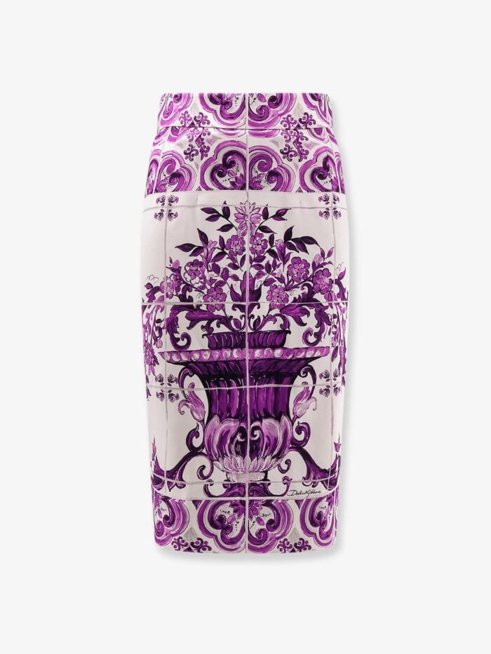 Dolce & Gabbana Maiolica Silk Pencil Skirt