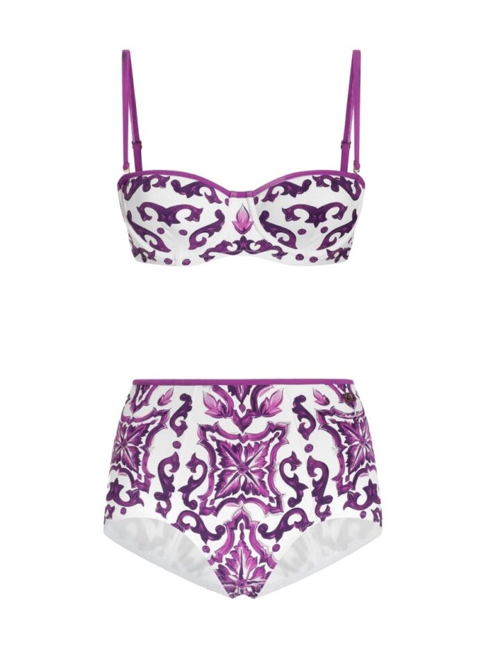 Dolce & Gabbana MAJOLICA PRINT BIKINI SWIMSUIT