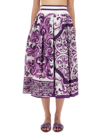 Dolce & Gabbana MAJOLICA PRINT PLEATED SKIRT