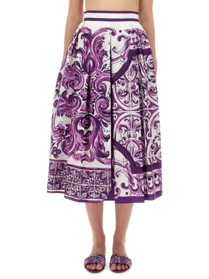 Dolce & Gabbana MAJOLICA PRINT PLEATED SKIRT