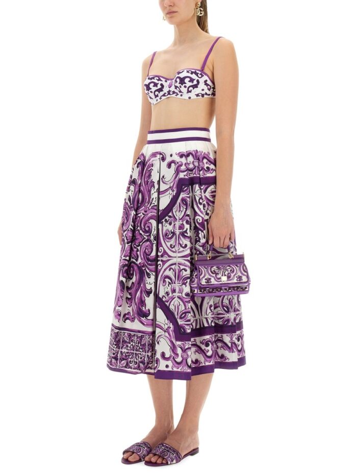 Dolce & Gabbana MAJOLICA PRINT PLEATED SKIRT