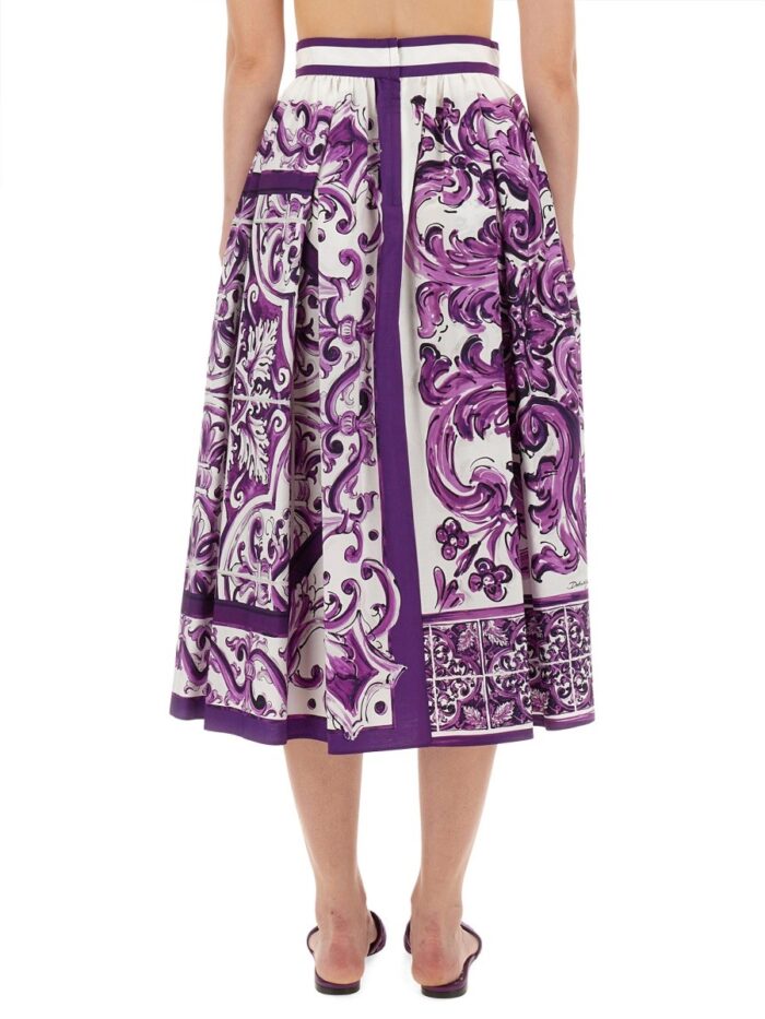 Dolce & Gabbana MAJOLICA PRINT PLEATED SKIRT