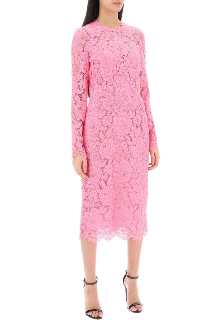 DOLCE & GABBANA Midi Dress In Floral Cordonnet Lace