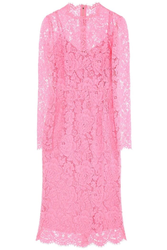 DOLCE & GABBANA Midi Dress In Floral Cordonnet Lace