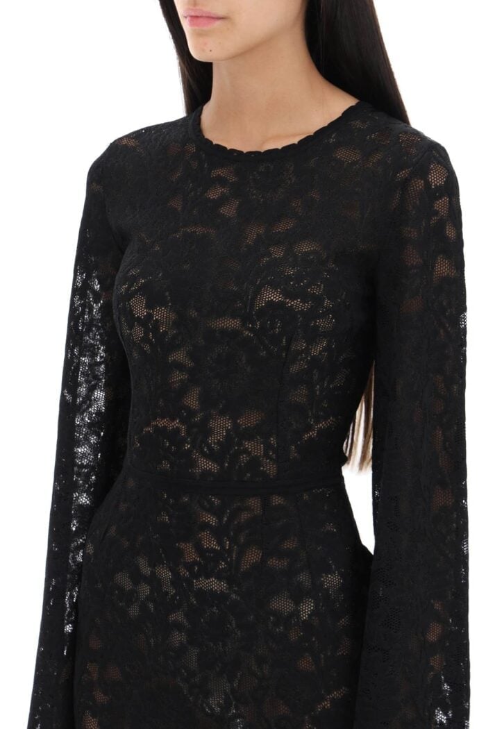 Dolce & Gabbana Mini Dress In Floral Openwork Knit