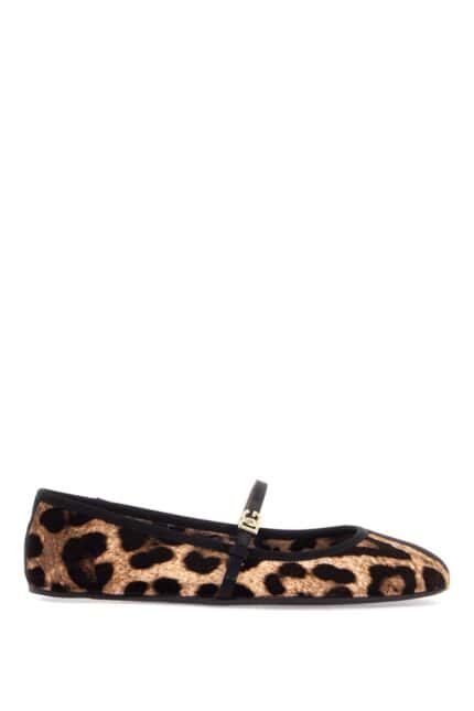 DOLCE & GABBANA Multicolor Ballerinas In Cotton And Viscose With Leopard Print