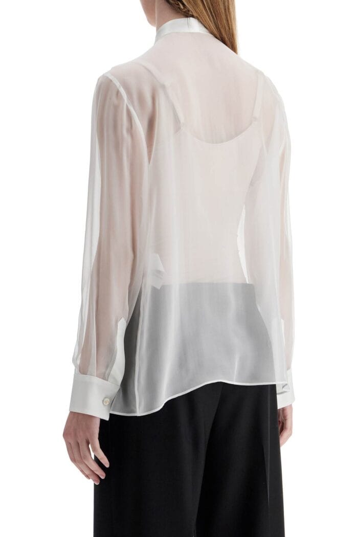 DOLCE & GABBANA Optical White Silk Shirt With Mandarin Collar