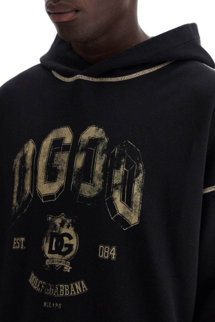 DOLCE & GABBANA Oversized Hoodie With Hood And Logo Print