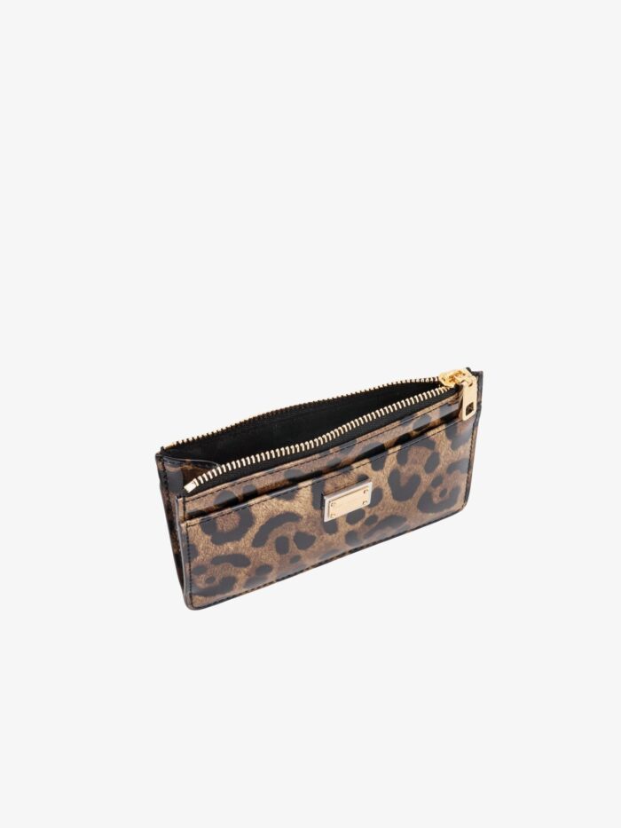 Dolce & Gabbana Patent Leather Card Holder With Animal Print